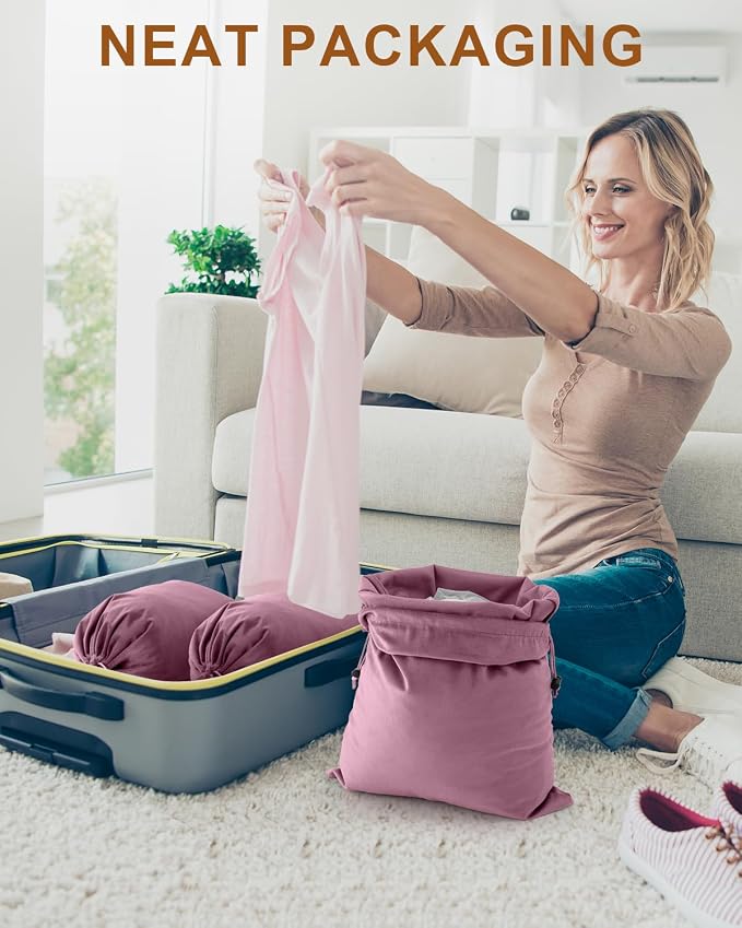 2 Pcs Shoe Bags for Travel, Dust Velvet Bags, Parfait Pink, 17.3x12.6 Inch | Washable & Reusable Travel Shoe Bags, Dustproof Shoe Bags with Drawstring Closure, Suitable for Travel, Home Storage