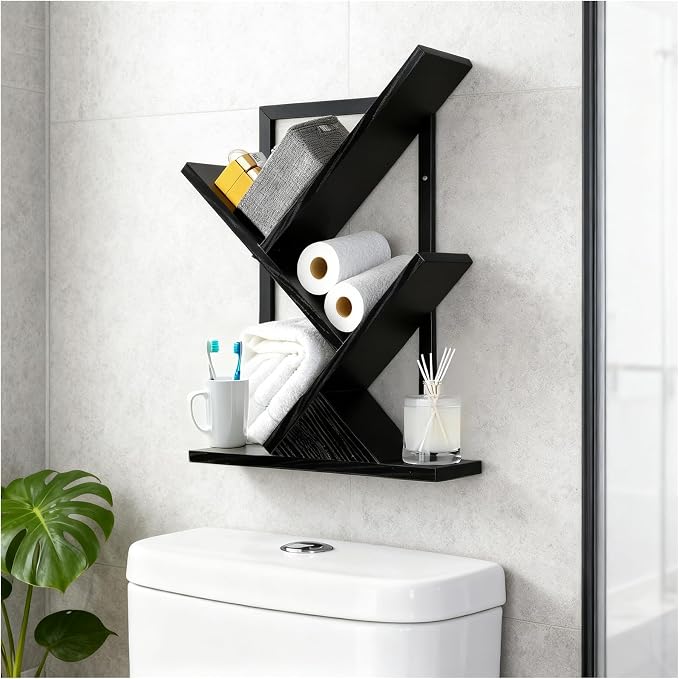 3 Tier Small Tree Bookshelf Black Floating Book Shelves for Wall, Unique Hanging Bookshelf Small for CDs/Magazine/Books Display, Desktop shelf Floor Standing Mini Bookcase for Bedroom, Living Room