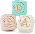 Bridesmaid Gifts Jewelry Box Personalized Small Jewelry Travel Case Custom PU Leather Portable Bridesmaid Proposal Boxes Mini Jewellery Organizer Storage Earrings Rings Necklaces for Women Girls-Pink