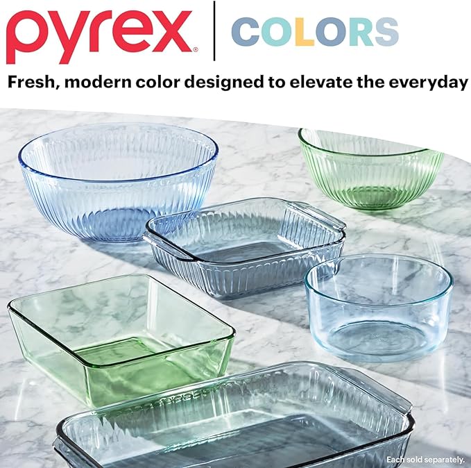 Pyrex Colors Tinted (12-PC Full Set) Small/Medium/Large Food Storage Container Set, Snug Fit Non-Toxic Plastic BPA-Free Lids, Freezer Dishwasher Microwave Safe, 3 Cup, 6 Cup & 11 Cup