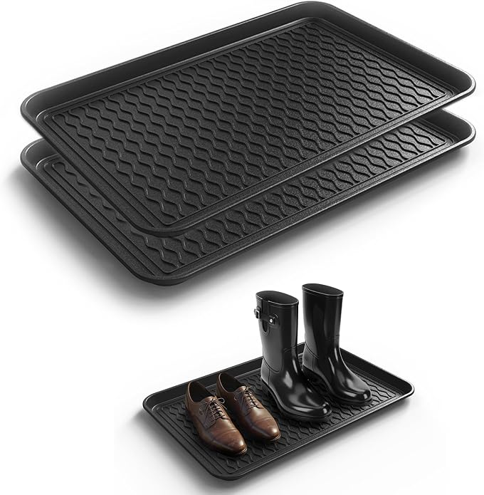 Boot Trays for Entryway, Multifunctional Shoe Mat with Cleaning Brush, Boot Tray for Shoes Plants Pots Pet Bowls