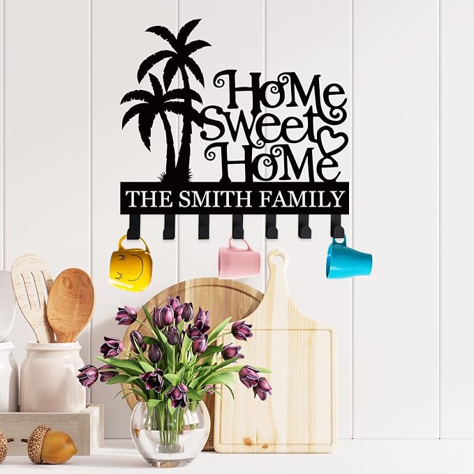 Sweet Home Key Holder for Wall, Key Hanger Decor for Kitchen, Entryway, Hallway, Office, Doorway Housewarming Gifts New Home