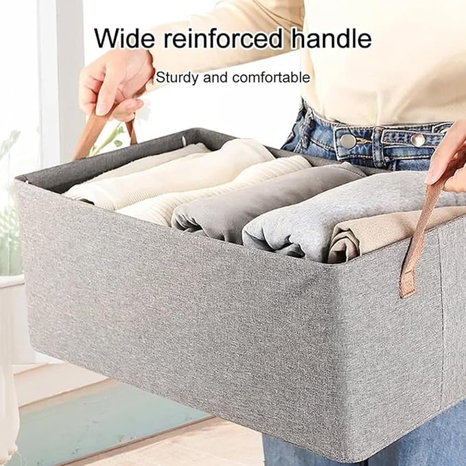 Foldable Closet Storage Box Bins Organizer System, Large Capacity Sturdy for Organizing Clothing, Sheets, Toys, Books - Shelf Organizer Shelves (8)