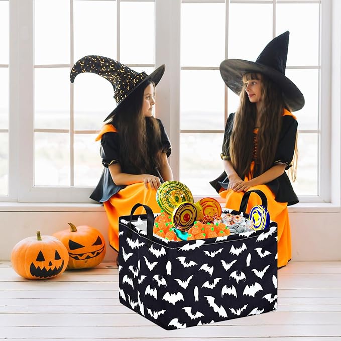 MAIZMZ Halloween Storage Basket Pumpkin Ghost Gift Basket for Kids Foldable Toy Box Waterproof Organizer Bin Laundry Nursery Hamper for Home Office Dorm Closet Shelf