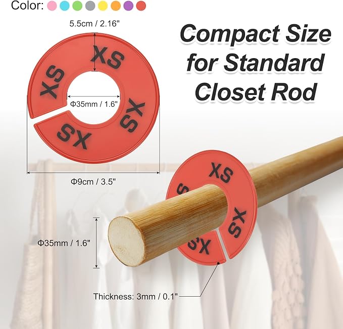 PATIKIL Clothes Dividers, 40 Pack Multicolored Plastic, 8 Sizes, Closet Organizer