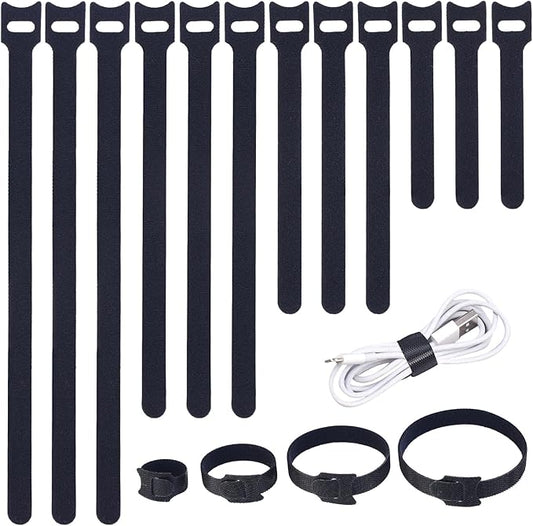 MVYC 200PCS Reusable Cable Ties Wire Ties Cord Organizer Cable Organizer Adjustable Cable Management Black 4+6+8+10 inch