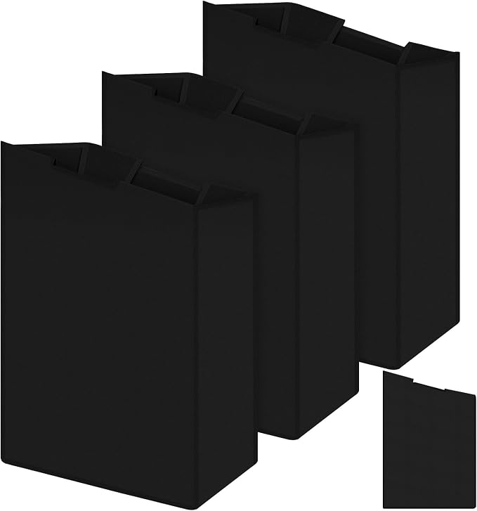 Windyun 3 Pcs Hypotenuse Laundry Sorter Replacement Bags Hamper Cart Removable Replacement Bags Laundry Storage Organizer Bag Hamper Liner, No Hooks 14.76 x 8.66 x 23.23/19.29 Inch(Black)