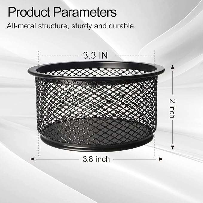 grwanpen®5-Pack Stackable Mesh Desk Organizer Bins - Durable Storage Containers for Paper Clips, Rubber Bands, and Office Supplies, Black