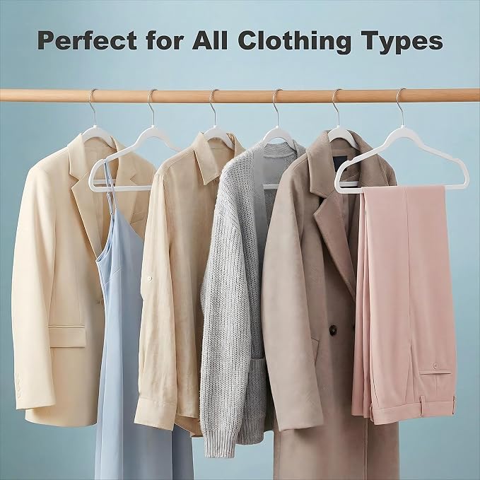 HOUSE DAY Ivory Plastic Hangers 20 Pack - Ultra-Thin Heavy Duty Non-Velvet | Hangers with 360° Swivel Hook & Non Slip Notches - Slim Space Saving Clothes Hangers Ideal for Dresses Coats Shirts Jackets