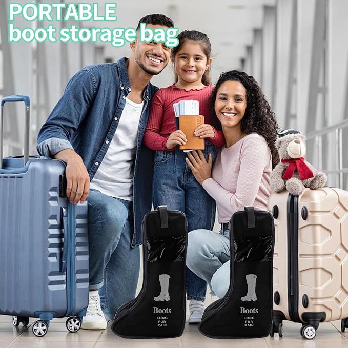 Portable 2 Pack Boots Storage,Tall Boots Storage/Protector Bag, Boots Cover (Black)