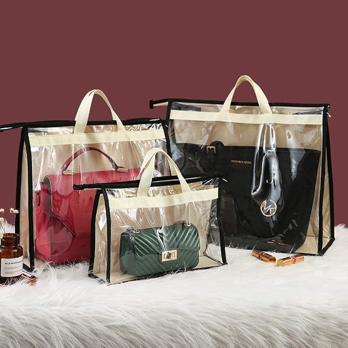 Clear Handbag Storage Bags Purse Organizer for Closet, Zipper Hanging Storage Bag for Handbags, XL