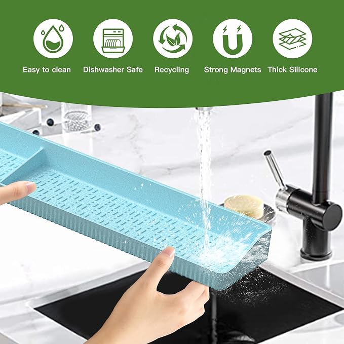 30 Inch Silicone Stove Top Shelf Magnetic for Kitchen, Strong Magnetic Heat Resistant Spice Rack Organizer for Over Stove Oven - (Blue)