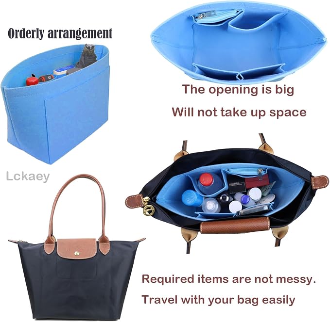 Lckaey bag Organizer Insert for longchamp le pliage organizer insert Handbags Organizer 1012French blue-S