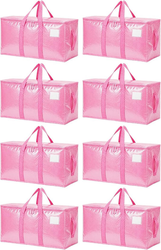 Songrey Heavy Duty Moving Bags, 8 Pack Large Storage Bags with Zipper & Handles, Waterproof Totes Bags for Clothes Packing, Moving, College Supplies, Home Organization