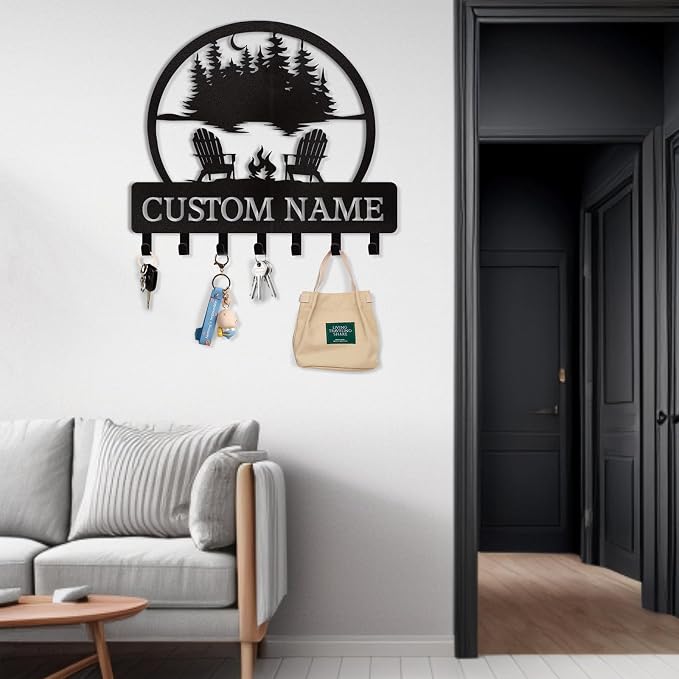 Dyoart Personalized Custom Name Key Holder - Wall Mounted Key Rack for Kitchen, Entryway, Hallway, Office, Doorway