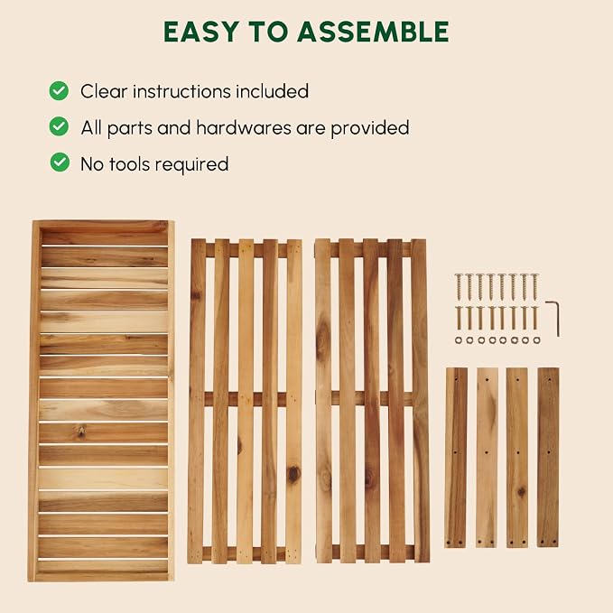 BEEFURNI Wooden Shoe Rack Bench, 3-Tier Wooden Shoe Organizer for Entryway, Aciaca Bench with Shelf, Solid Wood Shoe Storage Bench for Doorway, Hallway, 300 LBS, 1-Year Warranty, Natural Acacia