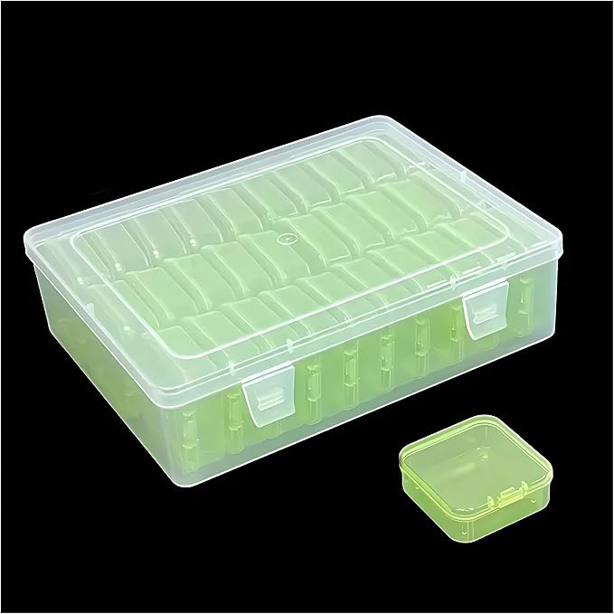 Green Plastic Box Bead Organizer Box-30Pcs Plastic Bead Storage Containers Craft Storage Box with Hinged Lid, 1sheet Labels, Mini Box for Jewelry Making, Diamond Art, Small Parts, Fishing toolbox