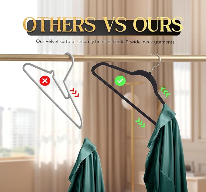 Beddora Velvet Hangers 30-Pack,Black Non-Slip Slim Space-Saving Closet Organizer, Suit & Coat Hangers, Heavy-Duty, 360° Swivel Hook