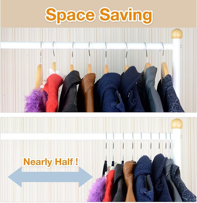 Stainless Steel Clothes Hangers 30 Pack, Space Saving Metal Closet Hangers with Shoulder Grooves, Heavy Duty Rust Resistant Hangers for Tank Tops, Cardigans, Shirts, Coats, Dorm and Outdoor Drying