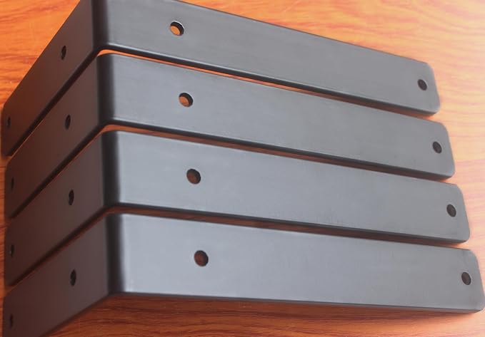 8 Pack - L 9" x H 6" x W1.5, 5mm Thick Black L Shelf Bracket, Iron Shelf Brackets, Metal Shelf Brackets, Floating Shelf, Shelf Supports with Screws