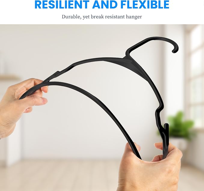Simple Deluxe 30 Pack Plastic Hangers, Durable Clothes Hangers, Lightweight and Space-Saving Hangers for Shirts, Dresses, Coats, Pants, Black