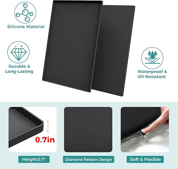 URMONA 31" x 19" Waterproof Silicone Mat in Multiple Sizes & Colors, Under Sink Mat for Kitchen & Bathroom, Pet Food Pad for Dogs & Cats, Kitchen Cabinet Liner, Multi-Purpose for Storage(Beige)