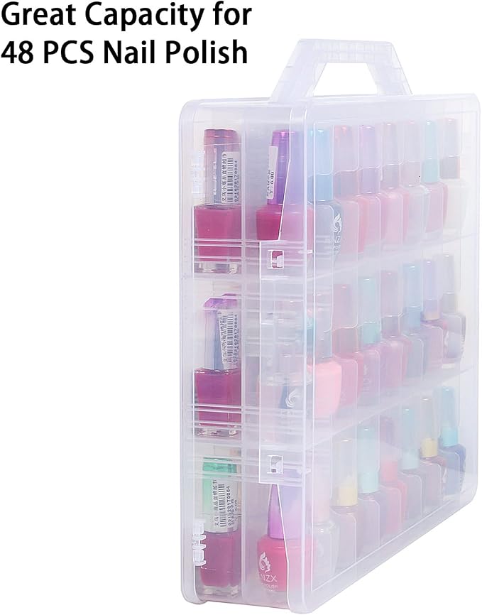 Kissbuty Universal Nail Polish Holder Organizer for 48 Bottles Adjustable Dividers Space Saver