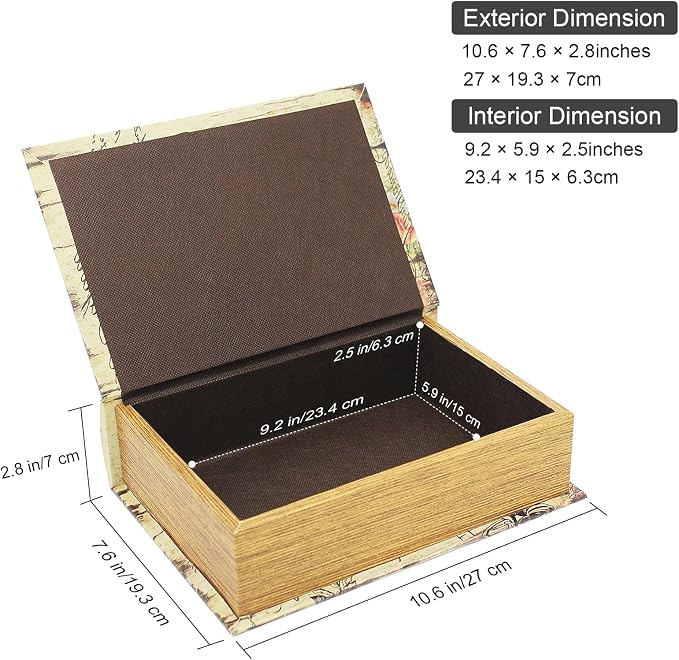 PACOLO Decorative Book Boxes, Faux Wood cover Storage for Hidden Jewelry, Money, and Cash (Butterfly)