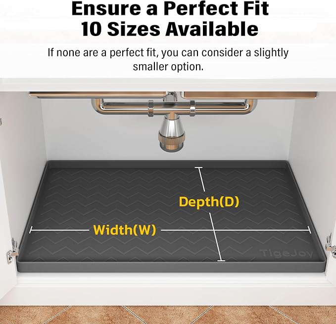 TigeJoy 28" x 22" Under Sink Mats for Kitchen Waterproof, Leak-Proof Silicone Mat Sink Protector and Cabinet Liner, Kitchen Essentials Organizer and Storage, Boot or Shoe Tray, Pet Feeding Mat