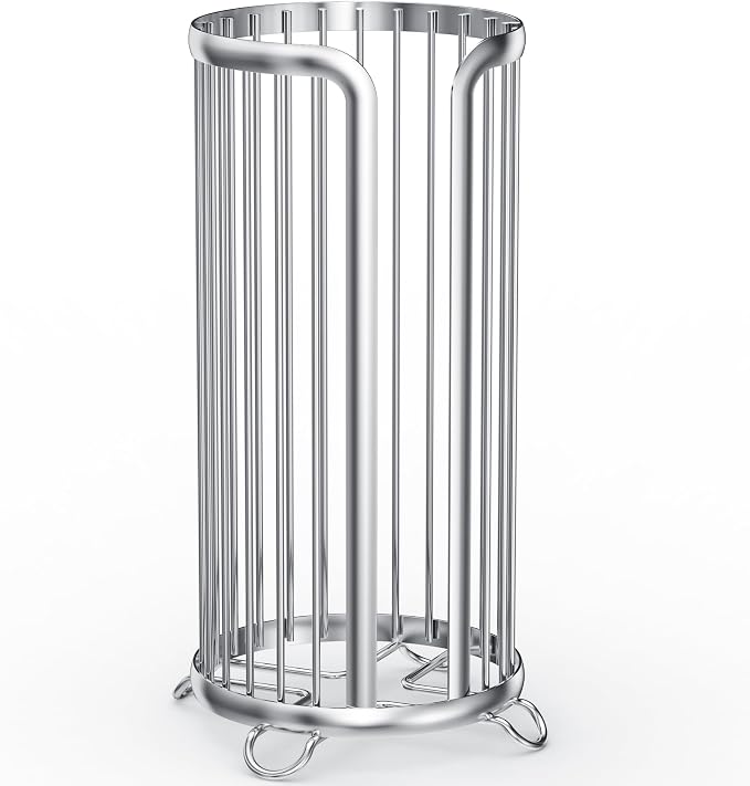 Toilet Paper Holder Stand, Freestanding Toilet Paper Storage,Silver | Waterproof Raised Feet,Rustproof,Fit 3 Mega Rolls,No Drilling No Assemble,Minimalistic Storage,Space-saving Renter Friendly