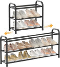 ENJOYBASICS 3 Tier Expandable Shoe Rack for Closet, Free Standing Metal Shoe Shelf Storage Organizer Holder 12 Pairs, Adjustable Width Shoe Rack for Entryway Small Space, Black