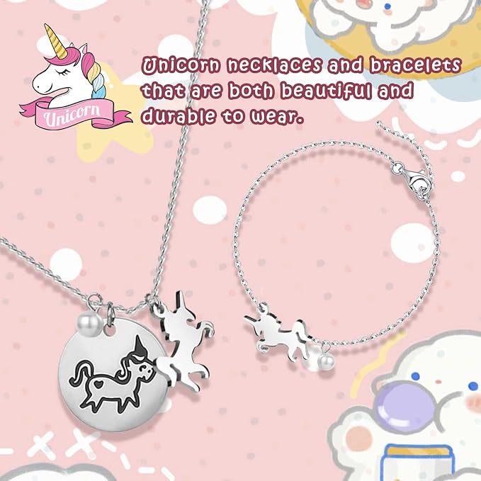 Jewelry Box for Girls 8.9 x 4.92 x 10.98 inch Large 5 Layer Music Box with Spinning Ballerina with Unicorn Necklace & Bracelet Set Jewelry Organizer for Kids Birthday Christmas Gift Pink
