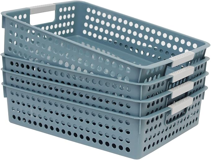 Soddeph A4 Paper Trays for Classroom with Grip Handles,Book Baskets for Library, Drawers, Office, Home,Desk,Turn in Trays Classroom Plastic Storage Baskets