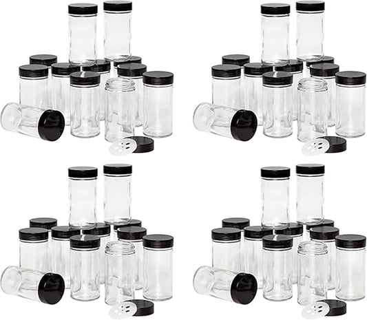 Kamenstein 5244227 Empty Jars With Black Cap, 3-Ounce (Pack of 48)