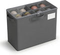 Varhomax Shoe Organizer Box for Closet, Small Fabric Shoe Storage Bin with Adjustable Dividers & Clear Cover, Saving Space Sneakers & Sandals Containers for Entryway, Cubby - Gray