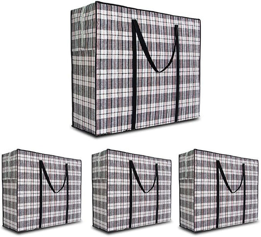 Heavy Duty Large Moving Bags, 90L Big Organizer Storage Bags With Durable Zipper, Water Resistant Totes, Carrying Bag, Camping Bag for Clothes, Bedding, Comforter, Pillow, Moving (Set of 4)