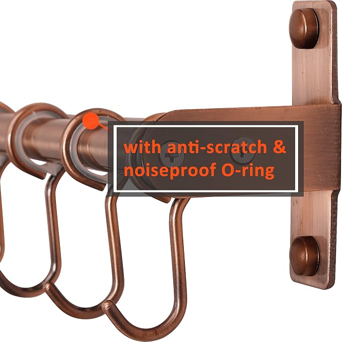 Dseap Pot Rack - Pots and Pans Hanging Rack Rail with 8 Hooks, Double Bars, Pot Hangers for Kitchen, Wall Mounted, Antique Copper