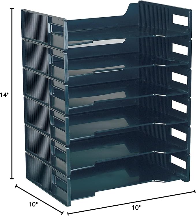 Innovative Storage Designs Stackable Letter Trays, Black, Pack of 6