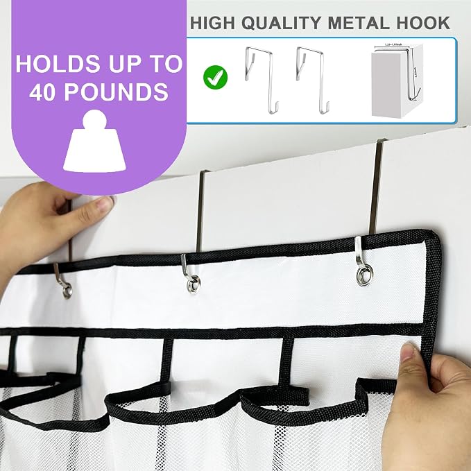 homyfort 35 Large Pocket Over the Door Shoe Organizer, Extra Sturdy Oxford Fabric Hanging Shoe Rack for Door Closet, Wall Mesh Shoe Storage Holder for Mens Women Shoes (White)