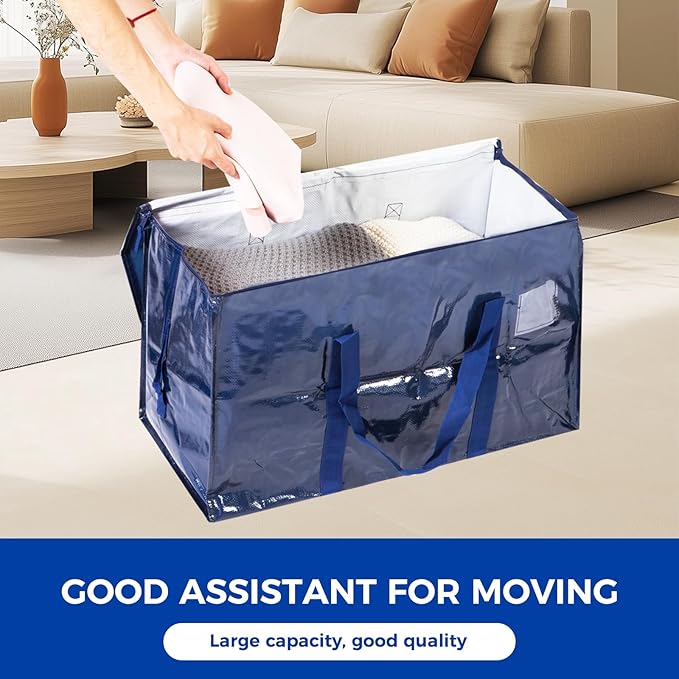 93L Moving Bags 8Pack Storage Bag Large Moving Boxes with Lids, Zippers Handles for Moving Totes Bins, College Dorm, Traveling, Camping, Christmas