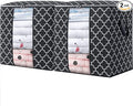 WISELIFE Storage Bags 2 Pack/100L Large Blanket Clothes Organization and Storage Containers for Comforters,Bedding, Foldable Organizer with Reinforced Handle, Clear Window, Sturdy Zippers,Black