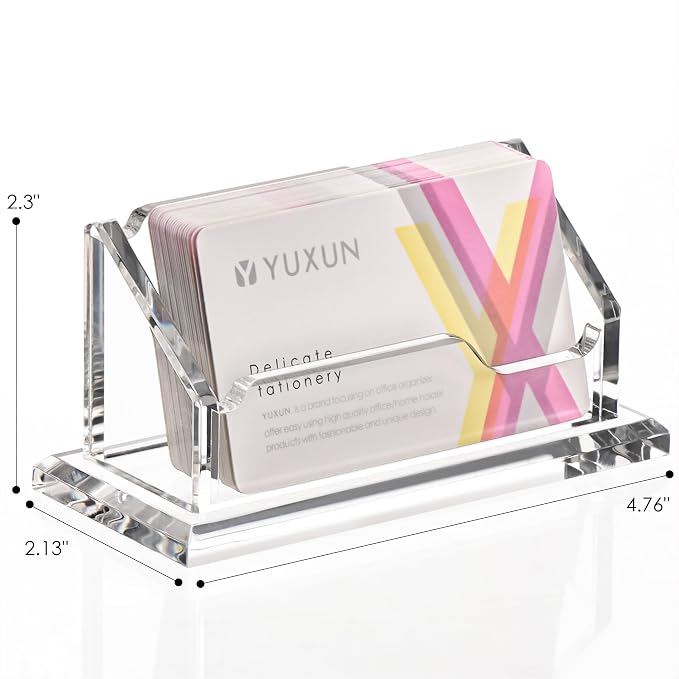 HEZONG Business Card Holder, Clear Acrylic Business Card Display Stand for Desk -1 Slot Horizontal Placement 1 Pack (1 slot-H)