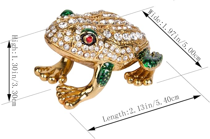 QIFU Hand Painted Enameled Frog Style Decorative Hinged Jewelry Trinket Box Unique Gift for Home Decor