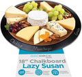 BIRDROCK HOME 18" Chalkboard Lazy Susan | Food Labels | Table Top Turntable | Cabinet or Pantry Organizer | Decorative Spice Rack Medicine Cleaning Spinning Table | Wood - Large