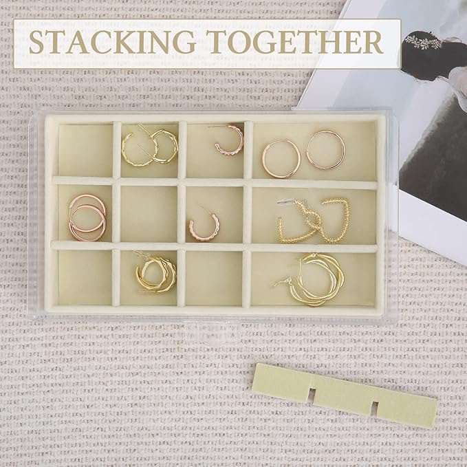 misaya Earring Organizer with 4 Drawers, 31-Slot Acrylic Jewelry Organizer Box for Women, Birthday Present, Cream