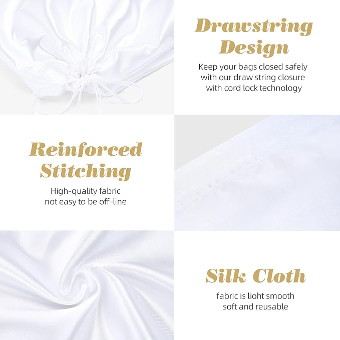 12 Pack Dust Bags for Handbags Travel Storage Pouch Silk Cloth Bag With Drawstring Large Storage Pouch for Handbag Purse Shoes Boots