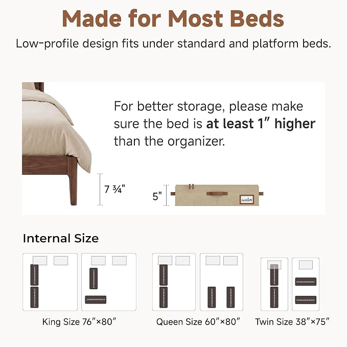 StorageWorks Under Bed Storage Containers with Handles and Label Holder, 2 Pack Ultra-thick Fabric Underbed Bins, Closet Organizer for Clothes, Blankets, Sweater
