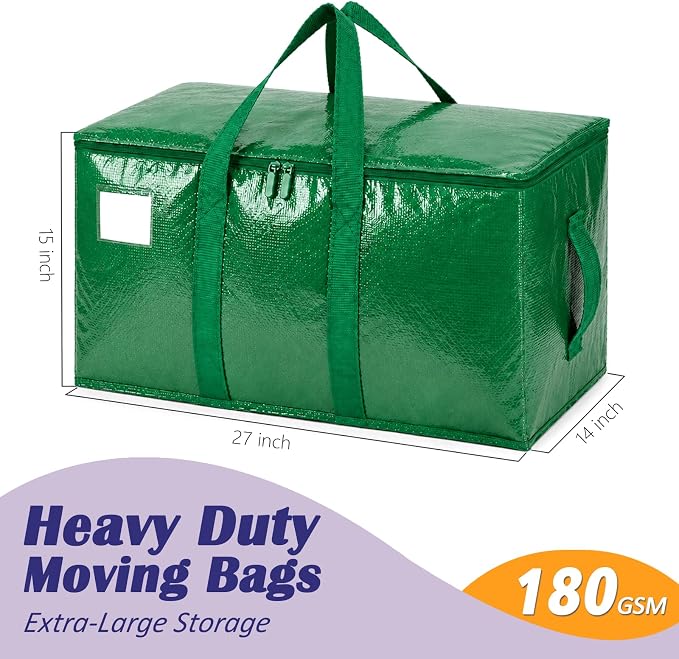 Songrey Heavy Duty Moving Bags, 4 Pack Large Storage Bags with Zipper & Handles, Waterproof Totes Bags for Clothes Packing, Moving, College Supplies, Home Organization