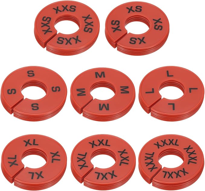 PATIKIL Clothes Dividers, 40 Pack, 8 Sizes, Red Plastic, Closet Organizer