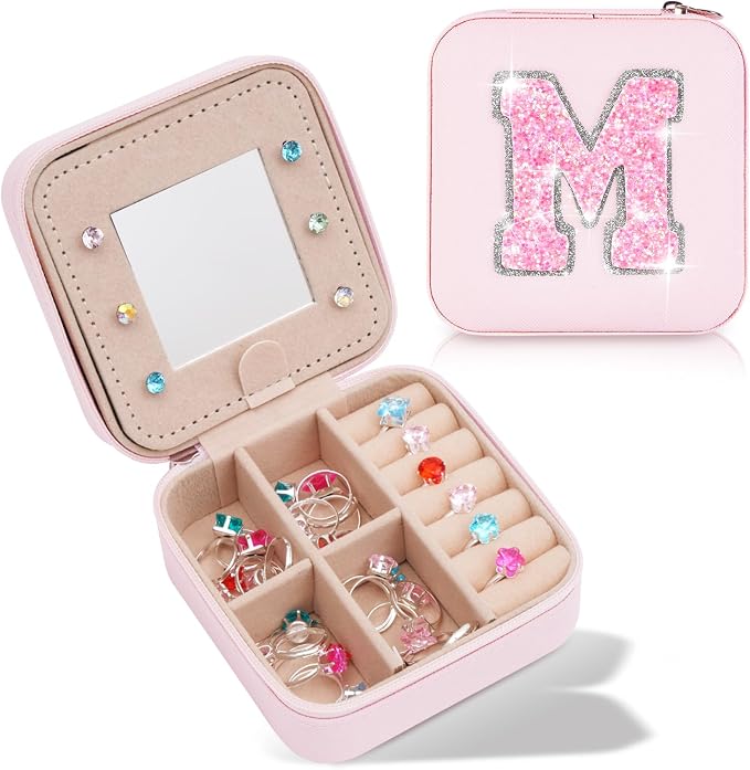 Uygafly Gifts for Teen Girl Trendy Stuff,Birthday Gift for 5 6 7 8 9 10 11 12 13 14 15 Year Old Girls,Cute Travel Jewelry Case Small Box | Pink,M